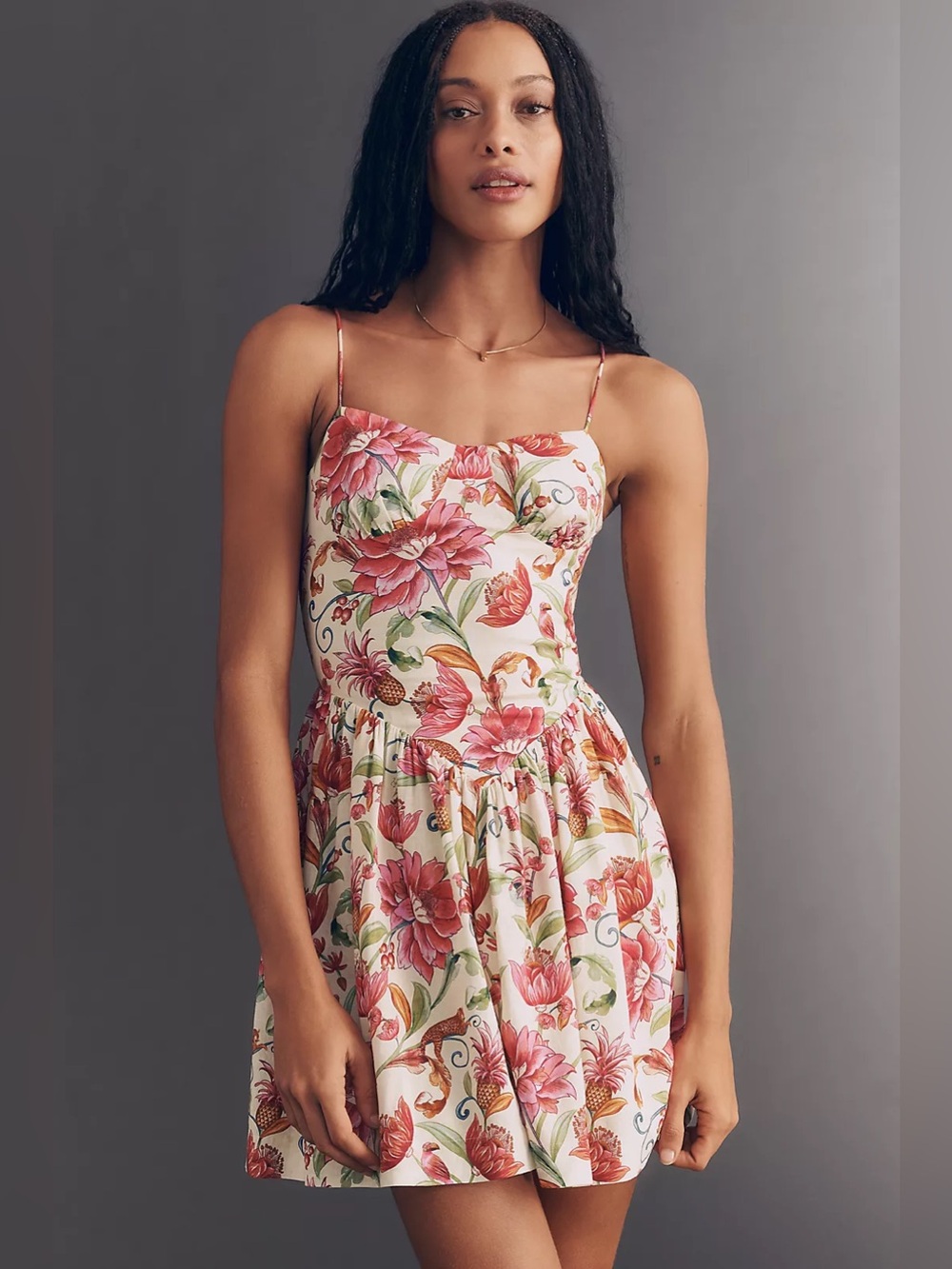 NWT Farm Rio x Anthropologie Linen Blend Sweetheart Mini Dress
